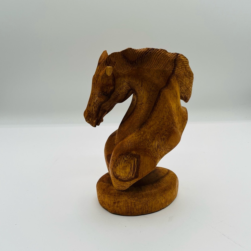 Handcrafted Wooden Horse Sculpture 8 inch tall - Picture 2 of 12